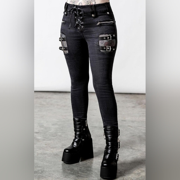Stylish Skinny Jeans with Buckle Details - Picture 4 of 5
